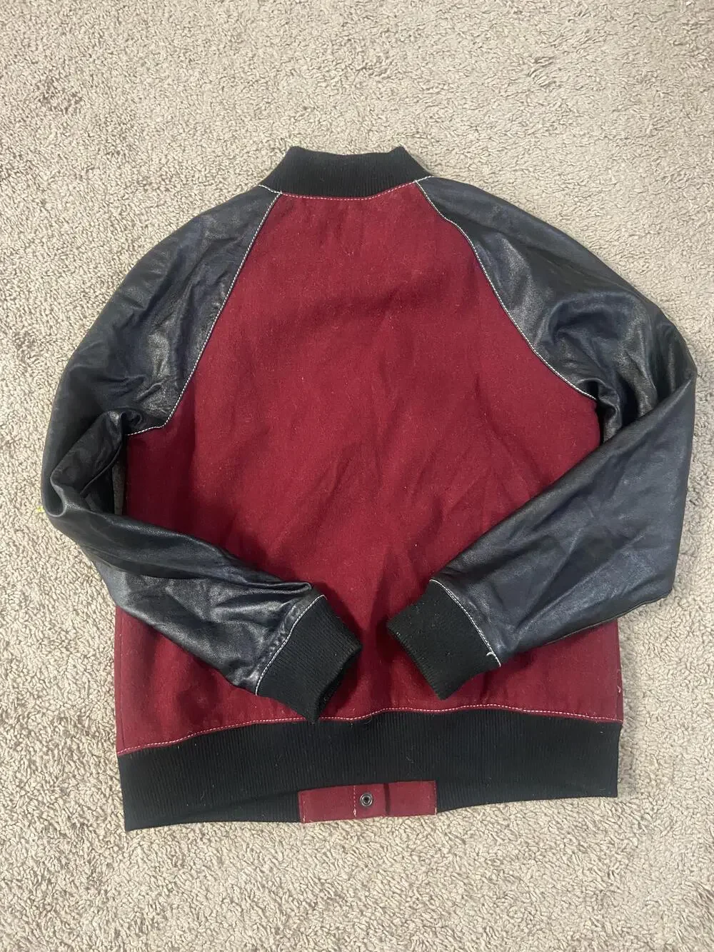 True Religion Jacket Mens Small Red Black Varsity Letterman 2002 Patches Bomber